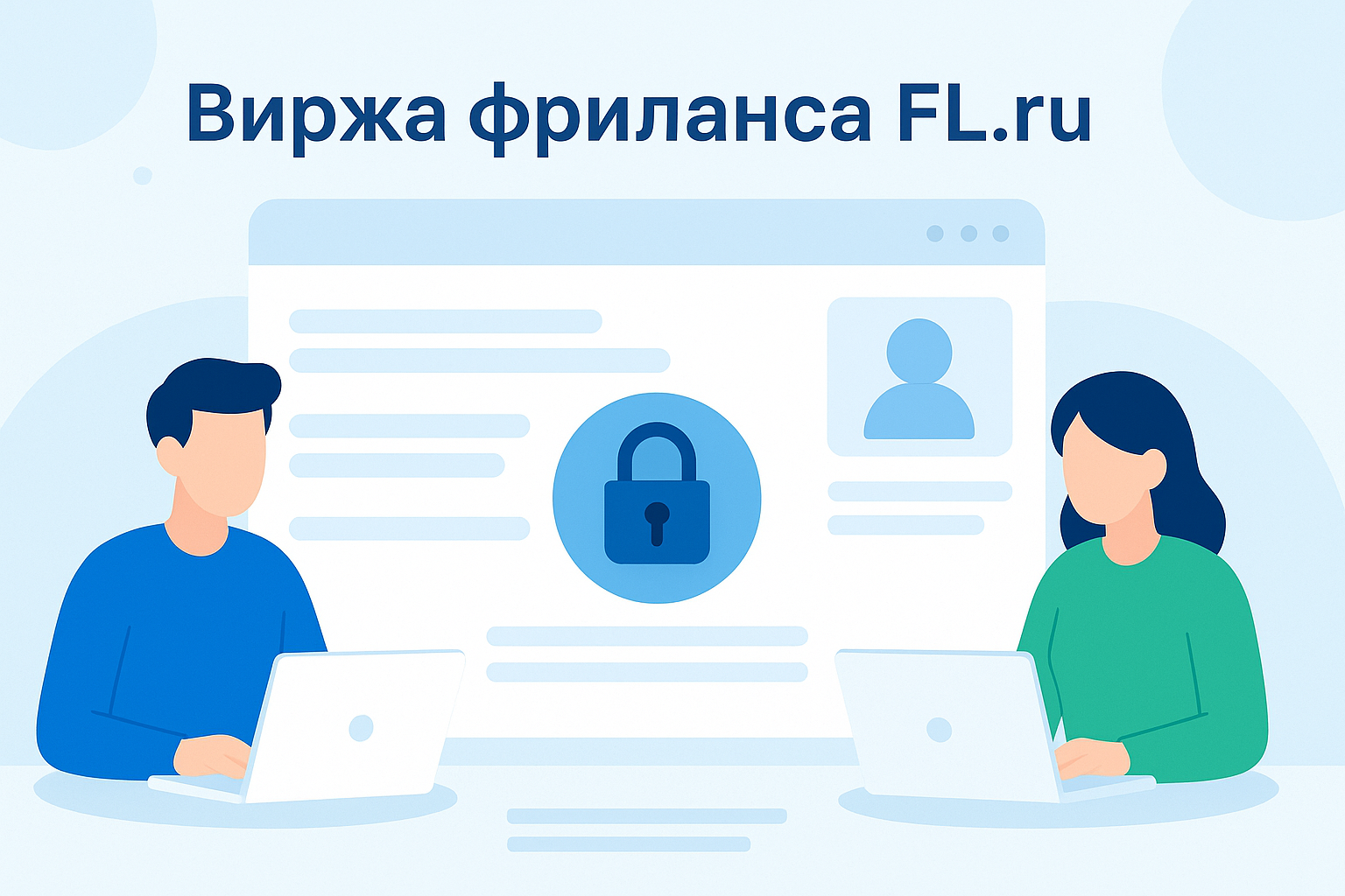 Иллюстрация: биржа фриланса FL.ru — заказчик и фрилансер работают через безопасную сделку